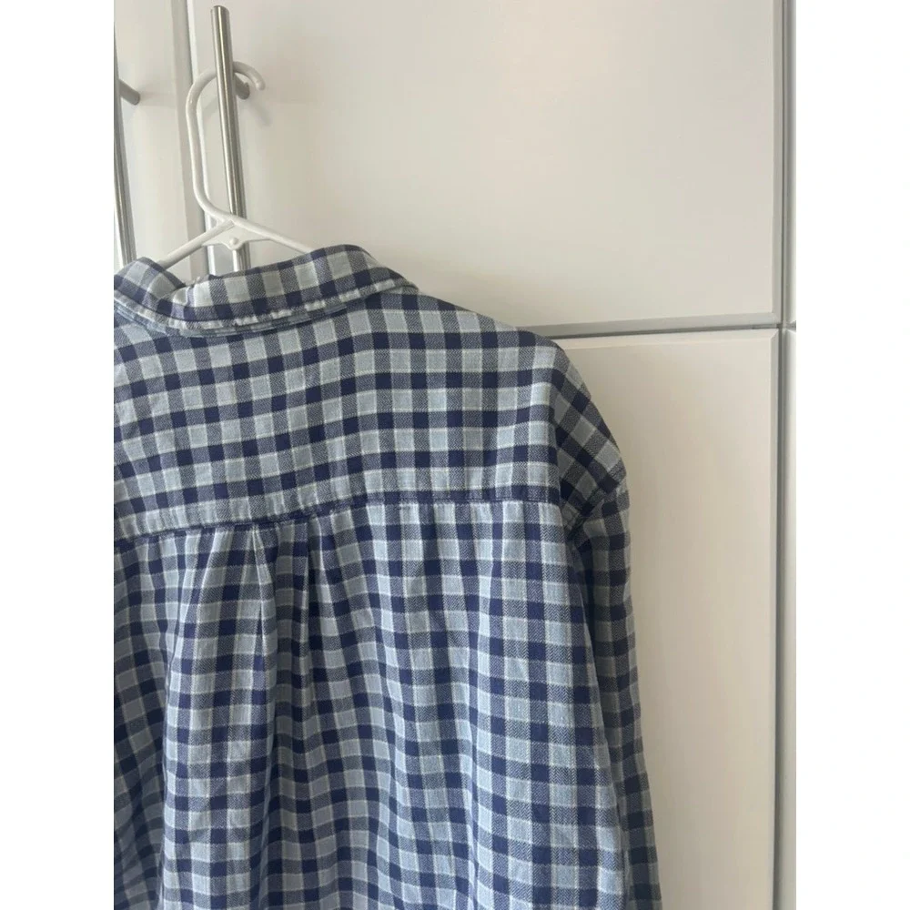 NorthCrest Mens Blue Grey Plaid Long Sleeve Cotton‎ Button Down Shirt LT 42-44